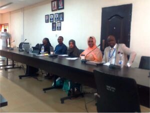 professor pamela machakanja (far left), dr. adinew tadesse, ms. ayan yusuf ali, ms. faheema haji ahmed haji ibrahim, and dr. william h. arrey.